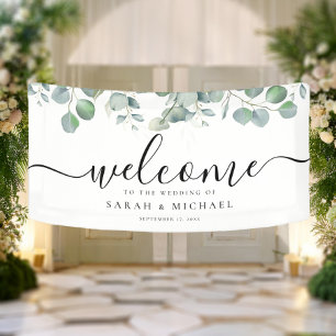 Elegant Eucalyptus Greenery Wedding Welkom Spandoek