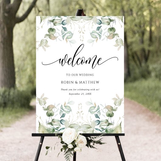 Elegant Eucalyptus Greenery Welkomstbord Poster
