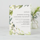 Elegant Eucalyptus Greenery Wreath Wedding Kaart (Staand voorkant)