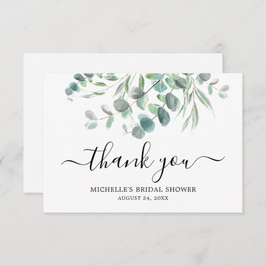 Elegant Eucalyptus groen gebladerte Vrijgezellenfe Bedankkaart (Voorkant / Achterkant)