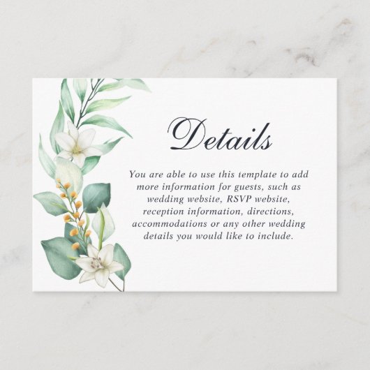 Elegant Eucalyptus groen loof bruiloft Informatiekaartje (Voorkant)