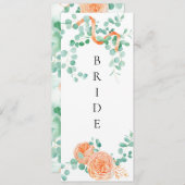 Elegant Eucalyptus Groen Perzik Bloemen Stoel Teke Menu (Voorkant / Achterkant)