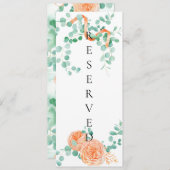 Elegant Eucalyptus Groen Perzik Bloemen Stoel Teke Menu (Voorkant / Achterkant)