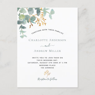 Elegant eucalyptus groene moderne bruiloft briefkaart