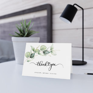 Elegant Eucalyptus Hand-Lettered Greenery Wedding Bedankkaart