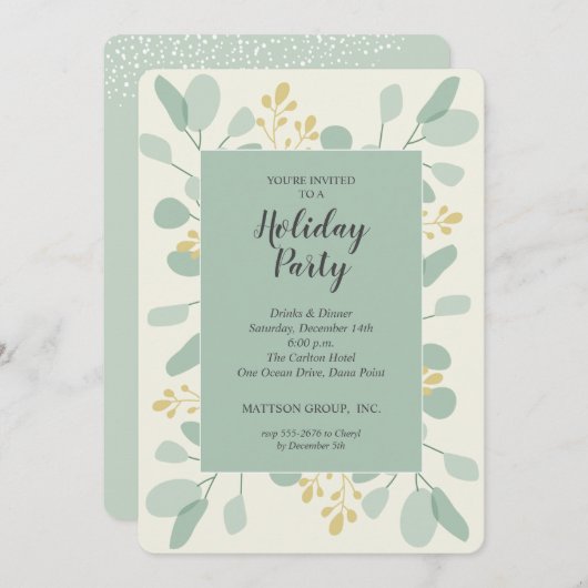 Elegant Eucalyptus Kerstfeestdag Uitnodigingen (Voorkant / Achterkant)