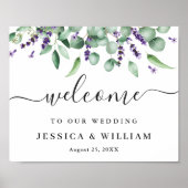 Elegant Eucalyptus Lavender Weddenschap Welkom Poster (Voorkant)