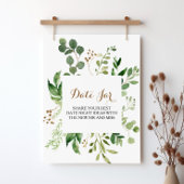 Elegant Eucalyptus Leaf Greenerf Date Jar Sign Poster