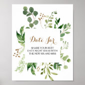 Elegant Eucalyptus Leaf Greenerf Date Jar Sign Poster (Voorkant)