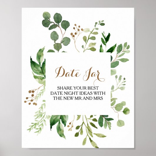 Elegant Eucalyptus Leaf Greenerf Date Jar Sign Poster (Voorkant)