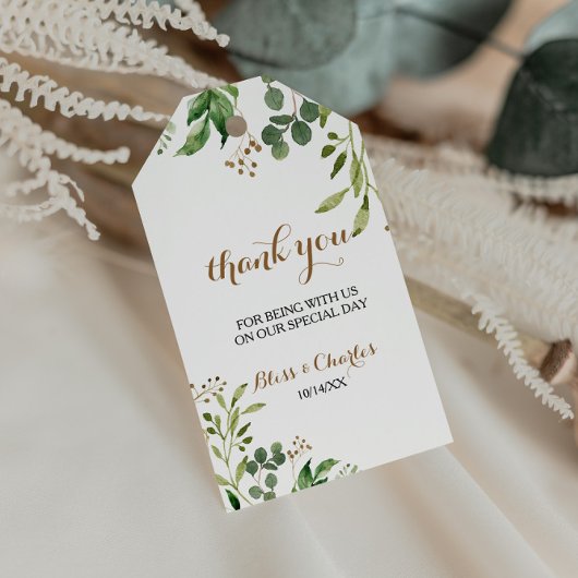 Elegant Eucalyptus Leaf Greenery Hartelijk dank Cadeaulabel