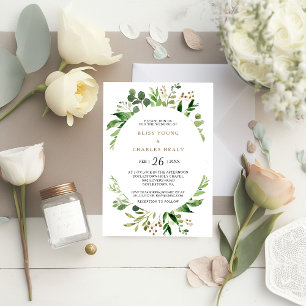 Elegant Eucalyptus Leaf Greenery Wedding Kaart