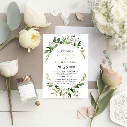 Elegant Eucalyptus Leaf Greenery Wedding Kaart