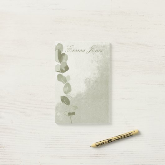 Elegant Eucalyptus Leaf Post-it® Notes (Op bureau)