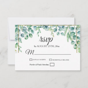 Elegant Eucalyptus Leaves Greenery Floral Wedding RSVP Kaartje