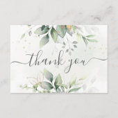 Elegant Eucalyptus Leaves Greenery Gold Wedding Bedankkaart (Voorkant)
