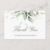 Elegant Eucalyptus Leaves Greenery Gold Wedding Bedankkaart (Voorkant)