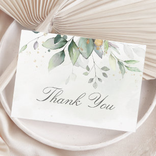 Elegant Eucalyptus Leaves Greenery Gold Wedding Bedankkaart