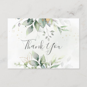 Elegant Eucalyptus Leaves Greenery Gold Wedding Bedankkaart