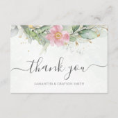 Elegant Eucalyptus Leaves Greenery Gold Wedding Bedankkaart (Voorkant)