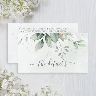 Elegant Eucalyptus Leaves Greenery Gold Wedding Informatiekaartje