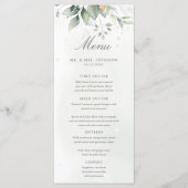 Elegant Eucalyptus Leaves Greenery Gold Wedding Menu (Voorkant)