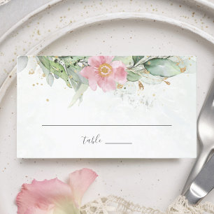 Elegant Eucalyptus Leaves Greenery Gold Wedding Plaatskaartje