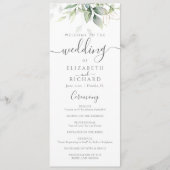 Elegant Eucalyptus Leaves Greenery Gold Wedding Programma (Voorkant)