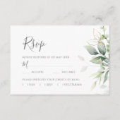 Elegant Eucalyptus Leaves Greenery Gold Wedding RSVP Kaartje (Voorkant)