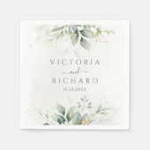 Elegant Eucalyptus Leaves Greenery Gold Wedding Servet (Voorkant)