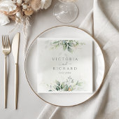 Elegant Eucalyptus Leaves Greenery Gold Wedding Servet