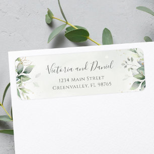 Elegant Eucalyptus Leaves Greenery Return Address Etiket