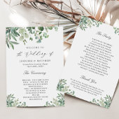 Elegant Eucalyptus Leaves Greenery Wedding Programma