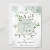 Elegant Eucalyptus Leaves Greenery Wedding Save The Date (Voorkant)