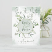 Elegant Eucalyptus Leaves Greenery Wedding Save The Date (Staand voorkant)
