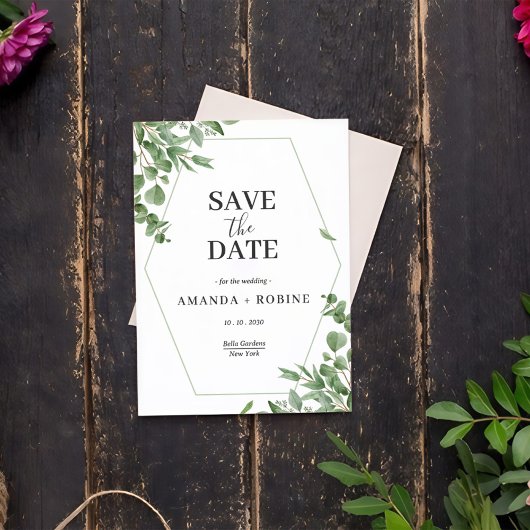 Elegant Eucalyptus Leaves Save The Date
