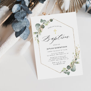 Elegant eucalyptus lijst baptisme kaart