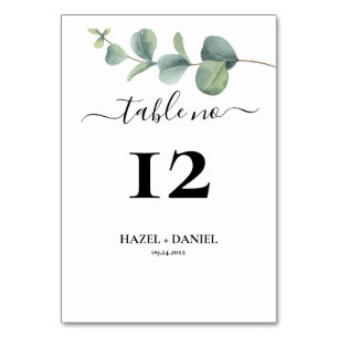 Elégant Eucalyptus Mariage Carte Numéro de table