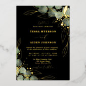 Elégant Eucalyptus Mariage Gold Foil Invitation (Recto)