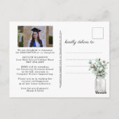 Elégant Eucalyptus Mason Jar GRAD Photo Invitation (Dos)