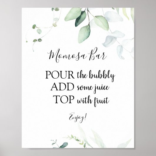 Elegant Eucalyptus Momosa Bar Drinkbord Poster (Voorkant)