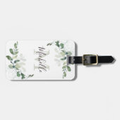 Elegant Eucalyptus Monogram Naam Bagagelabel (Voorkant horizontaal)