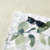 Elegant Eucalyptus Monogram Naam Strandlaken (In situ)