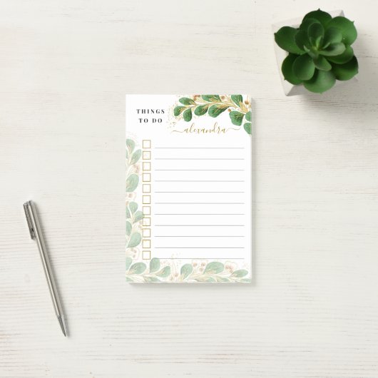 Elegant Eucalyptus Monogramma heeft dingen te doen Post-it® Notes (Kantoor)