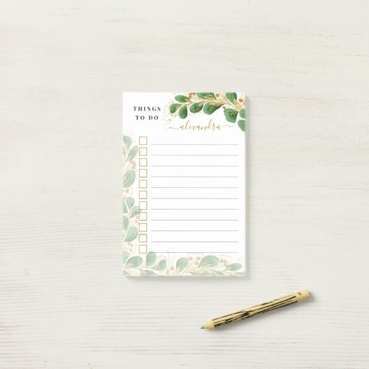 Elegant Eucalyptus Monogramma heeft dingen te doen Post-it® Notes (Op bureau)