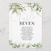Elegant Eucalyptus Name Seating Table Numbers Kaart (Voorkant / Achterkant)