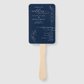 Elegant Eucalyptus Navy Blue Wedding Program Handwaaier (Voorkant)