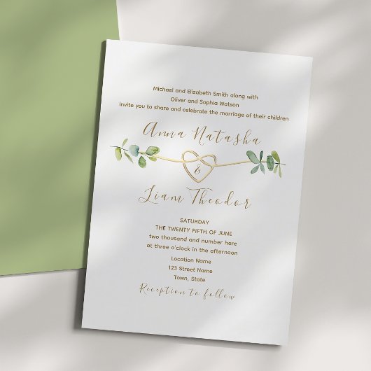 Elégant Eucalyptus Neutral Verdure Invitation