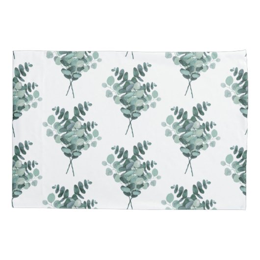 Elegant Eucalyptus Patroon Wit Groen Standaard Kussensloop (Achterkant-Links)