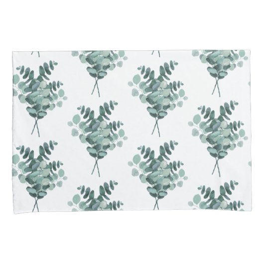 Elegant Eucalyptus Patroon Wit Groen Standaard Kussensloop (Voorkant-Rechts)